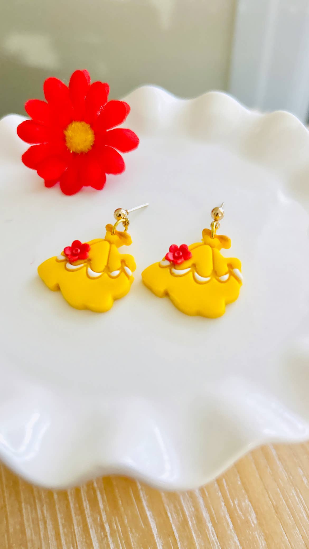 Princess Dress Clay Earrings Fairytale Jewelry Magical Dang