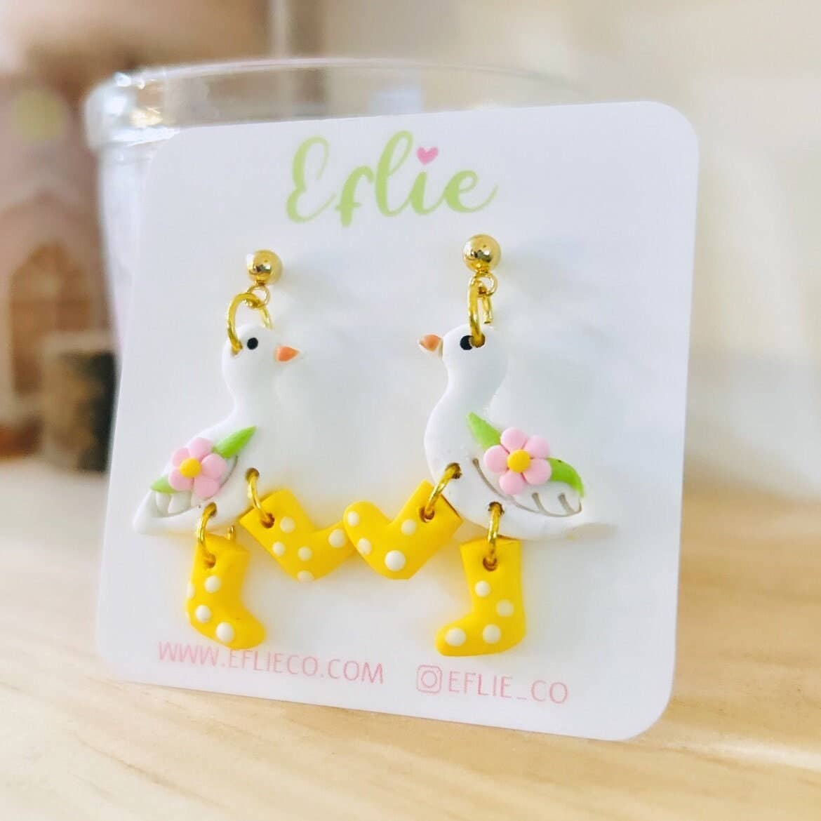 Goose Rain Boots Dangle Earrings | Easter Animal Farm Gift
