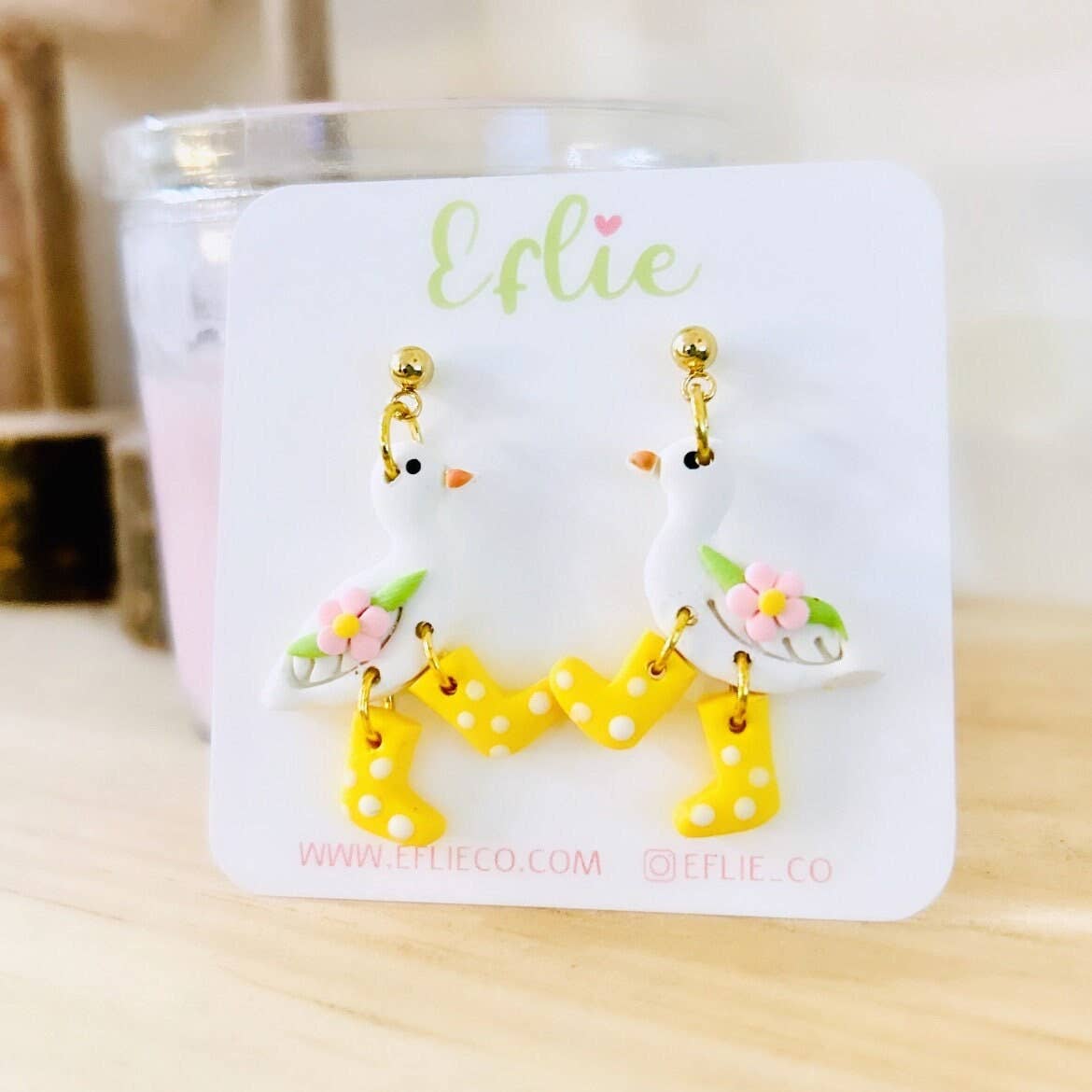 Goose Rain Boots Dangle Earrings | Easter Animal Farm Gift