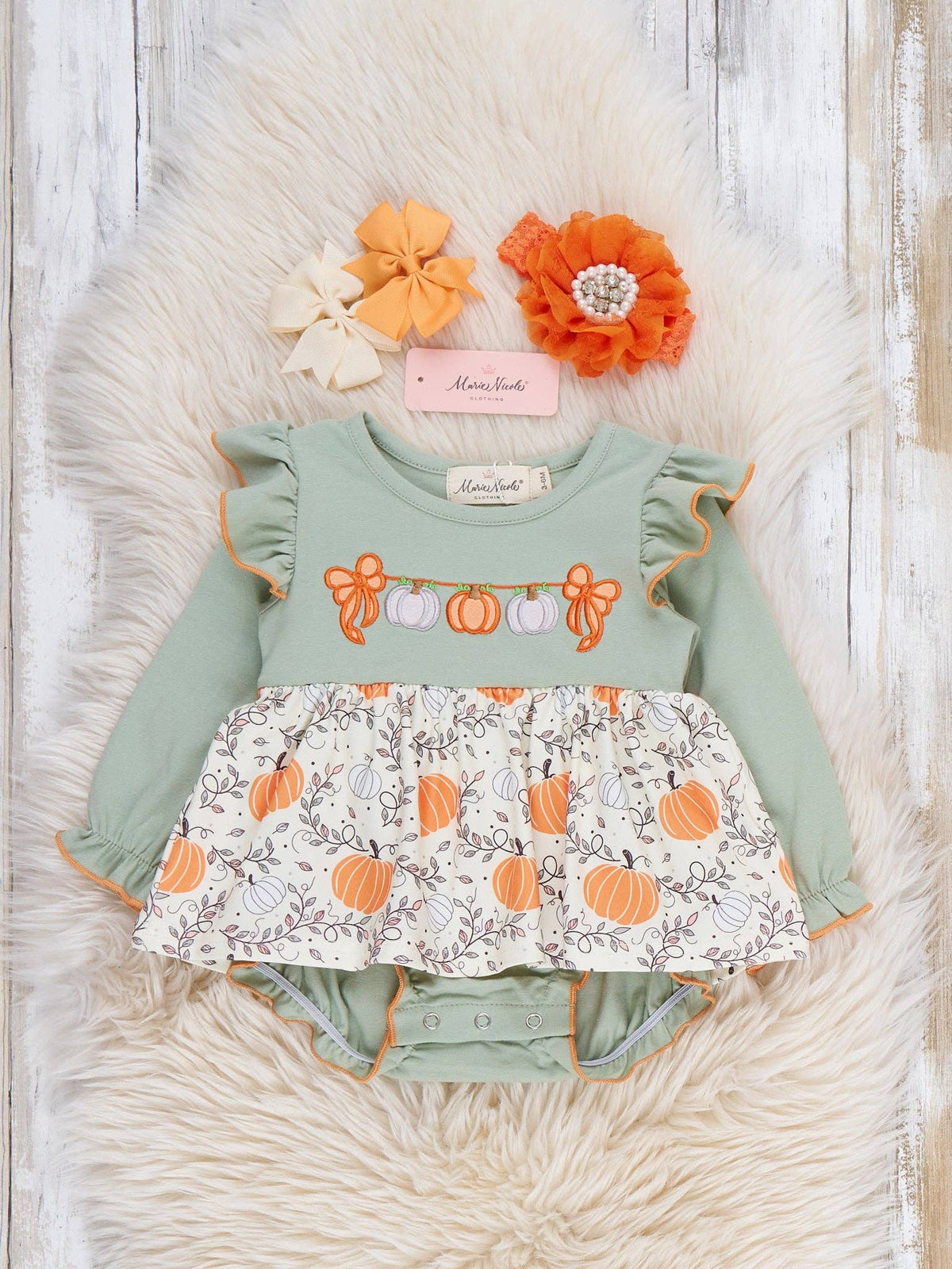 Pumpkin Patch Embroidered Bubble Romper
