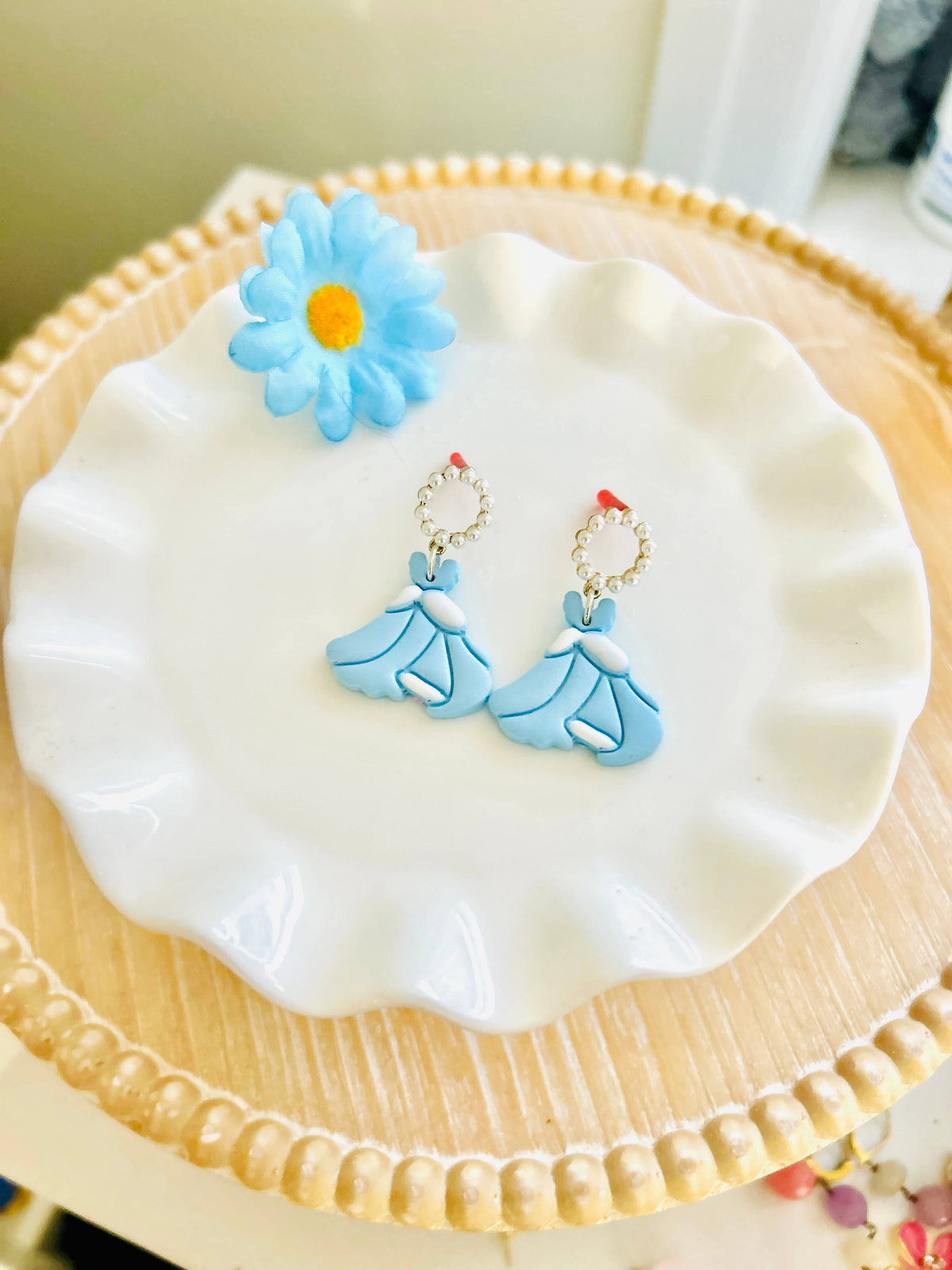 Princess Dress Clay Earrings Fairytale Jewelry Magical Dangl