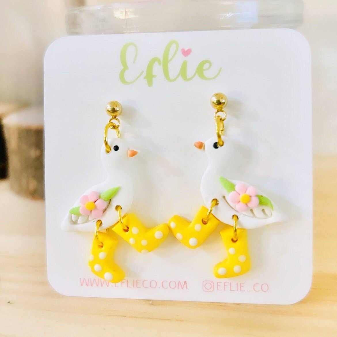 Goose Rain Boots Dangle Earrings | Easter Animal Farm Gift