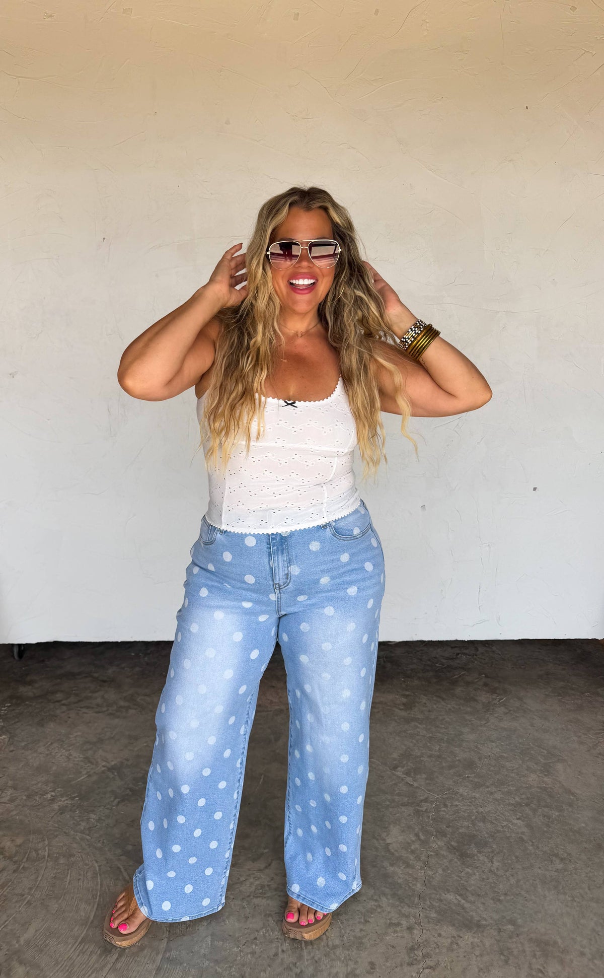 SPOT ON POLKA DOT JEANS
