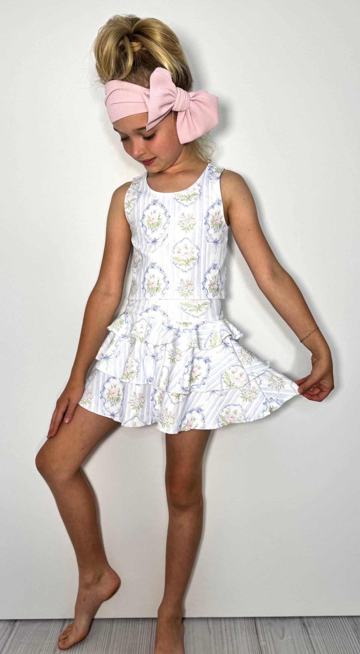 Parisian Blue Ruffles Girls Skort Set