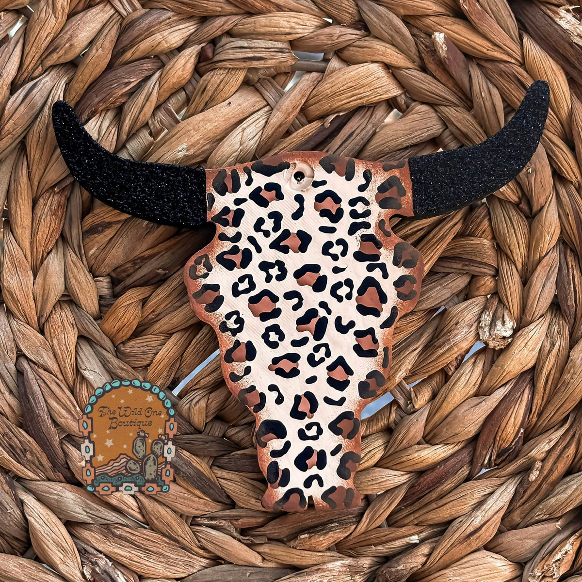 Cheetah Bull Skull Car Freshie 