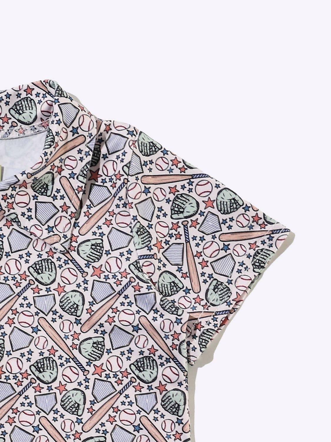 Baseball Collage Boy Collar Shirt