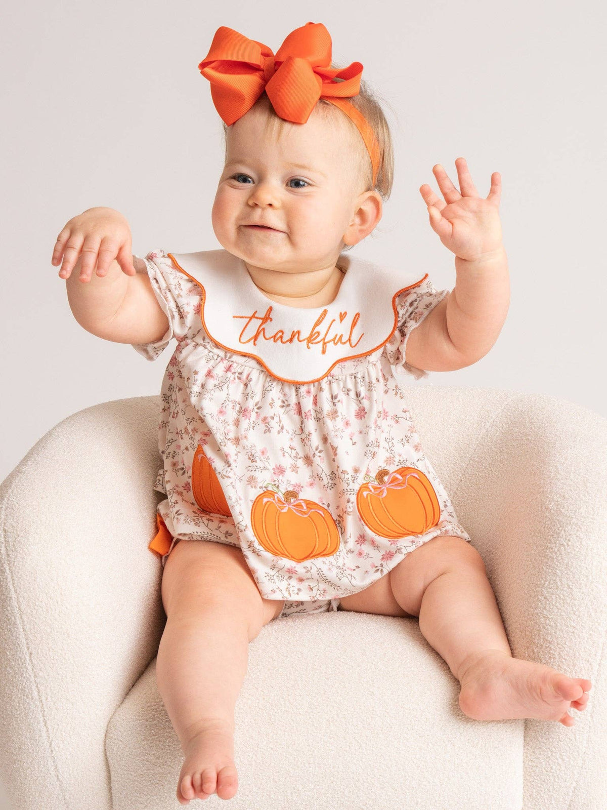 Thankful Pumpkin Embroidered Bloomers Outfit