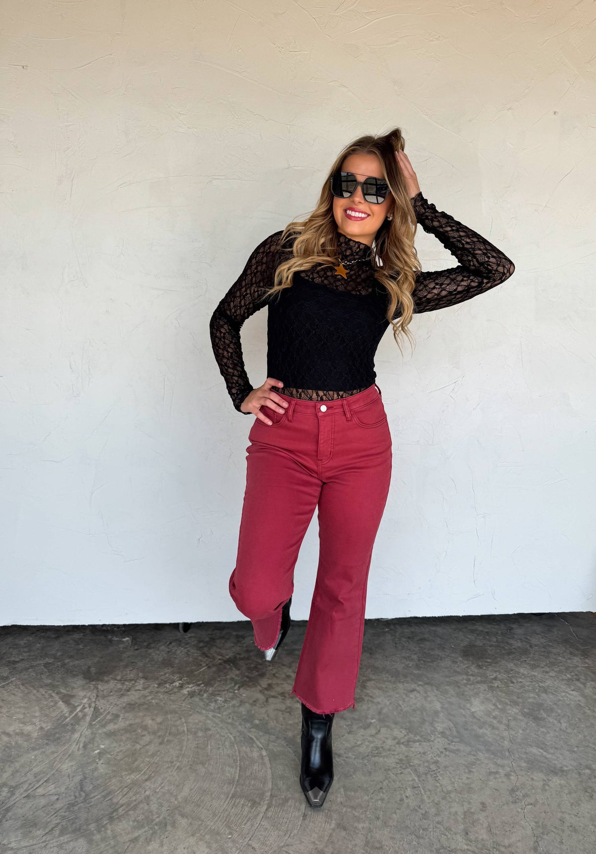BURGUNDY URBAN NON DISTRSSED CROP JEAN