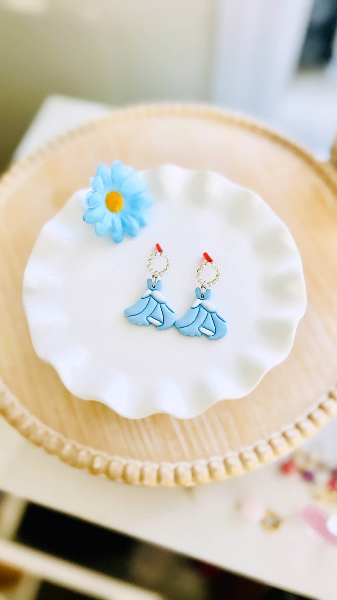Princess Dress Clay Earrings Fairytale Jewelry Magical Dangl