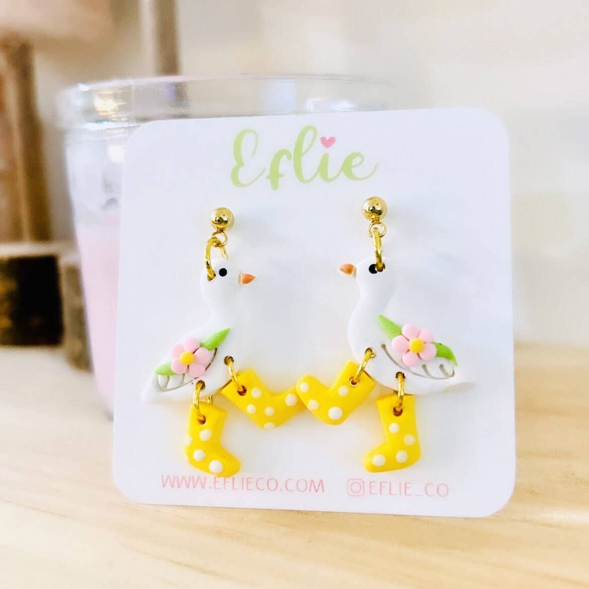 Goose Rain Boots Dangle Earrings | Easter Animal Farm Gift