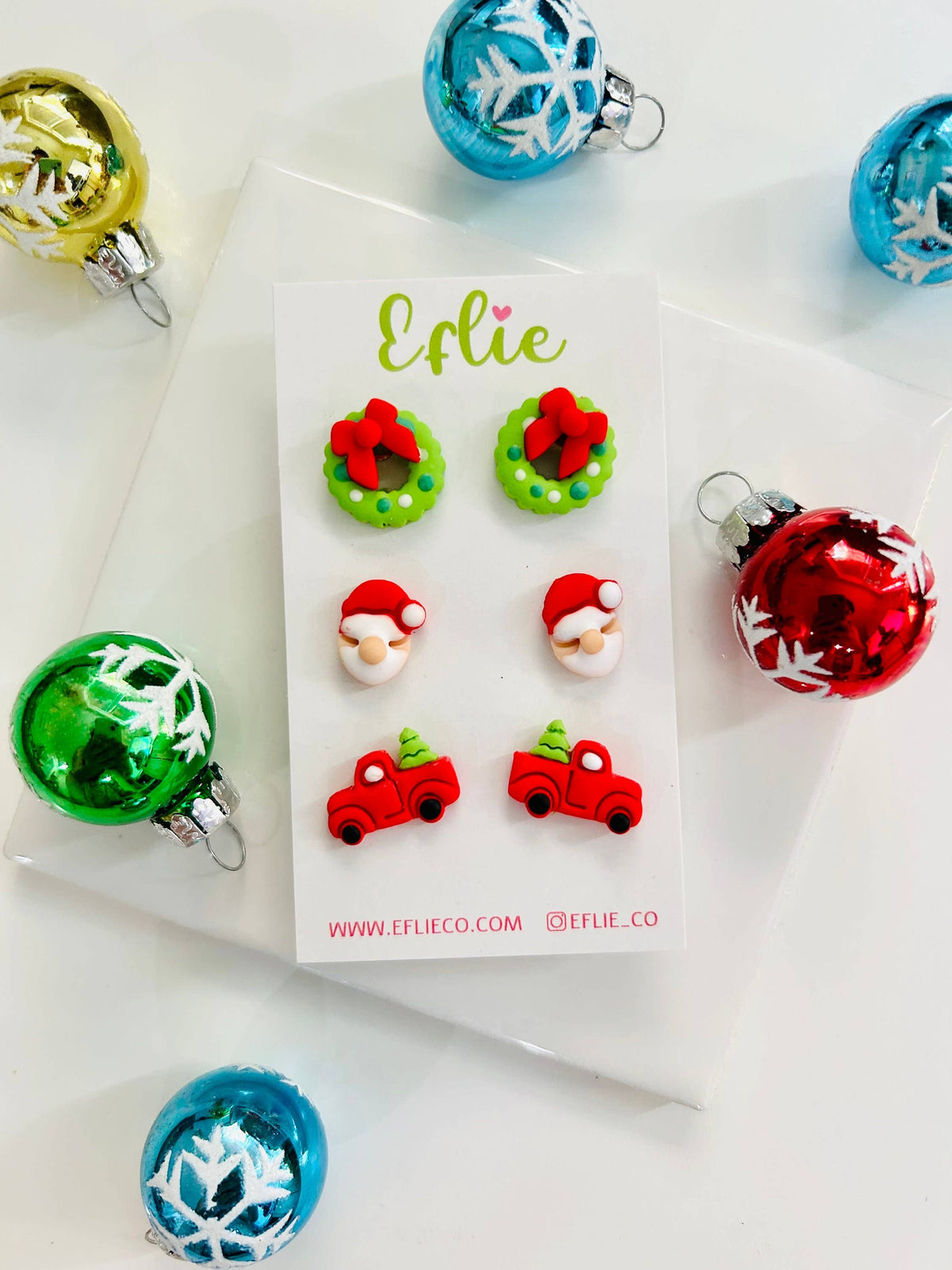 Christmas Santa, Wreaths & Tree Studs Set | Holiday Gifts