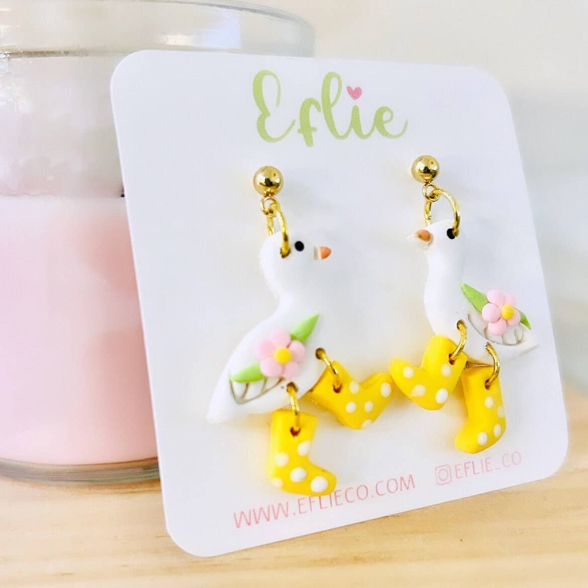 Goose Rain Boots Dangle Earrings | Easter Animal Farm Gift