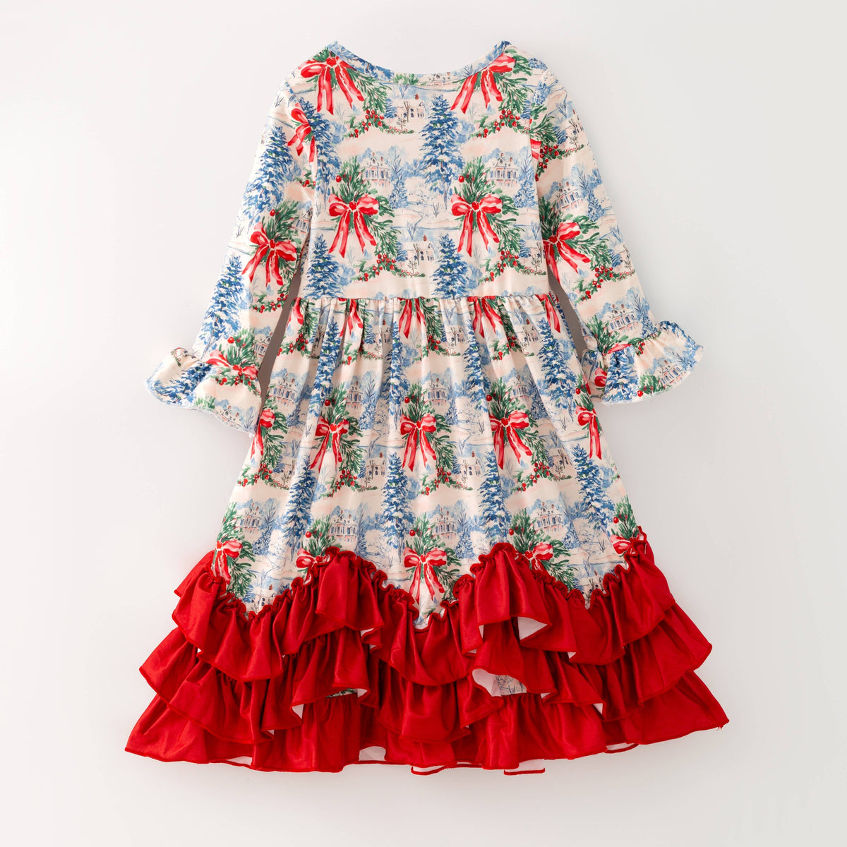 Red Bow Winter Maxi Girls Dress