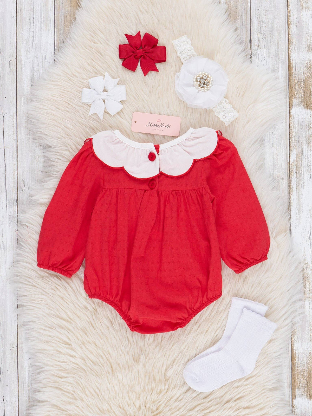 Cotton Santa Smocked Bubble Romper