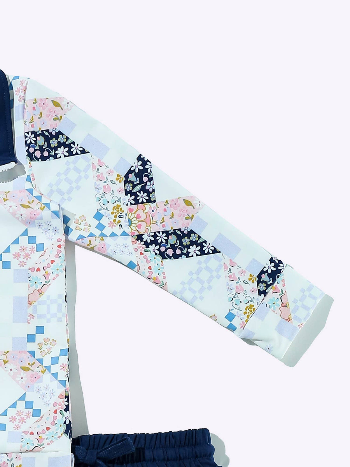 Blue Quilted Girls Quarter Zip Skort Set