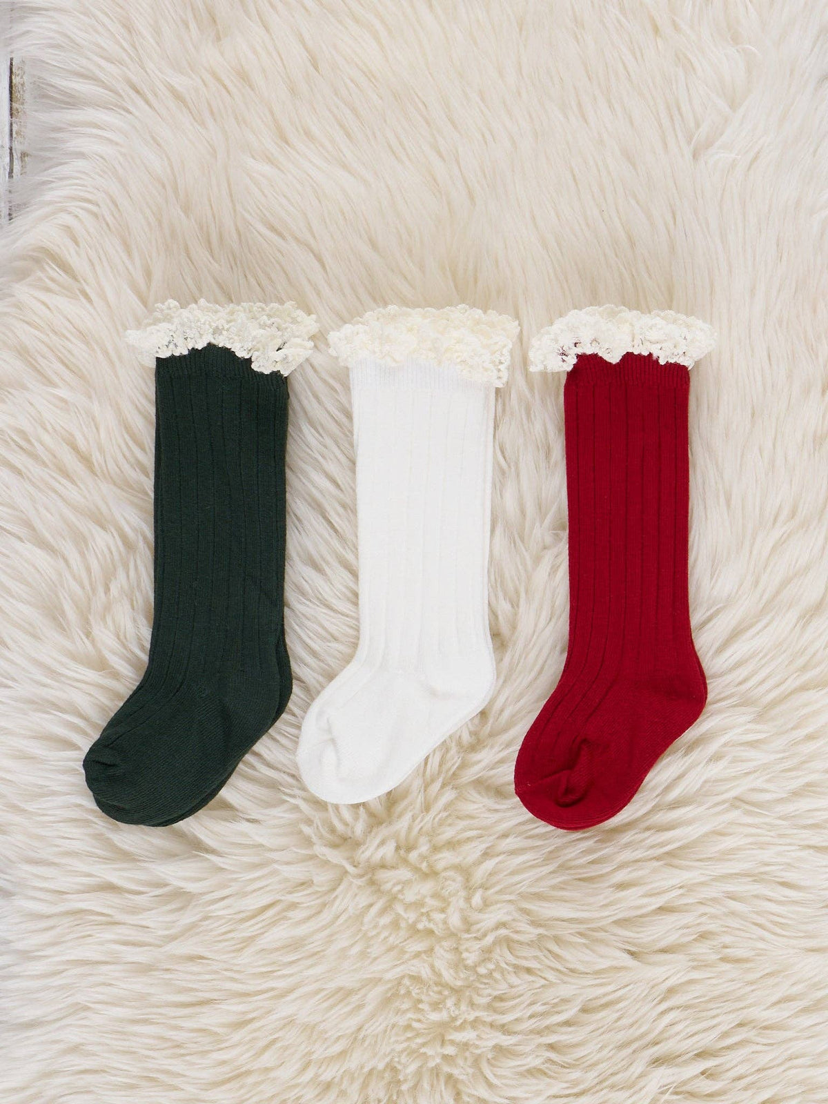 Lace Trim Socks - White
