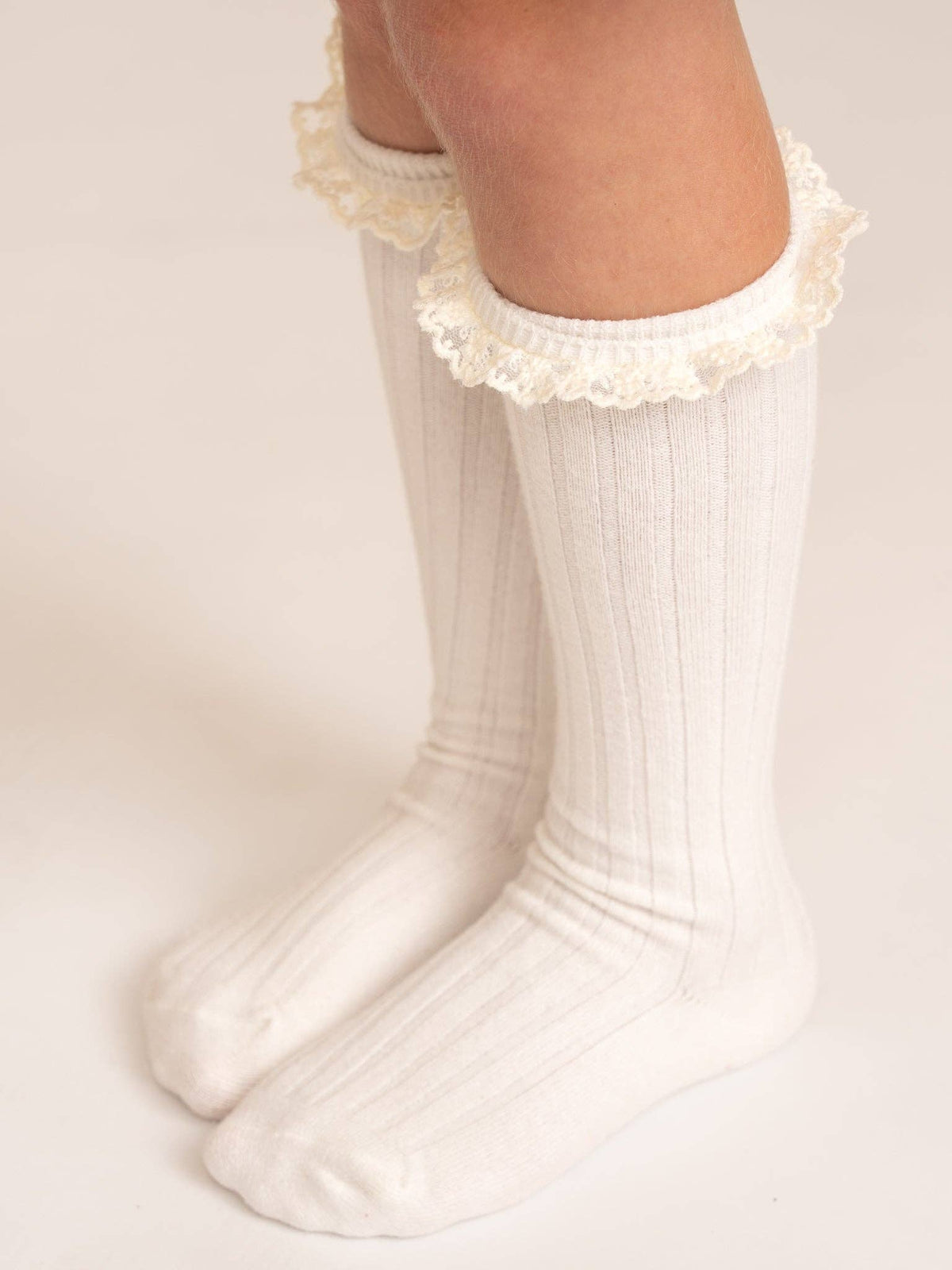 Lace Trim Socks - White