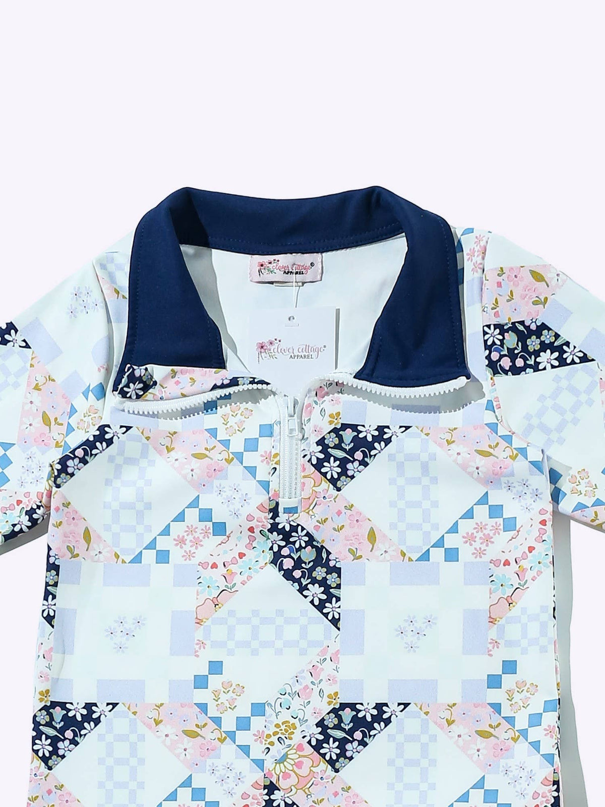 Blue Quilted Girls Quarter Zip Skort Set