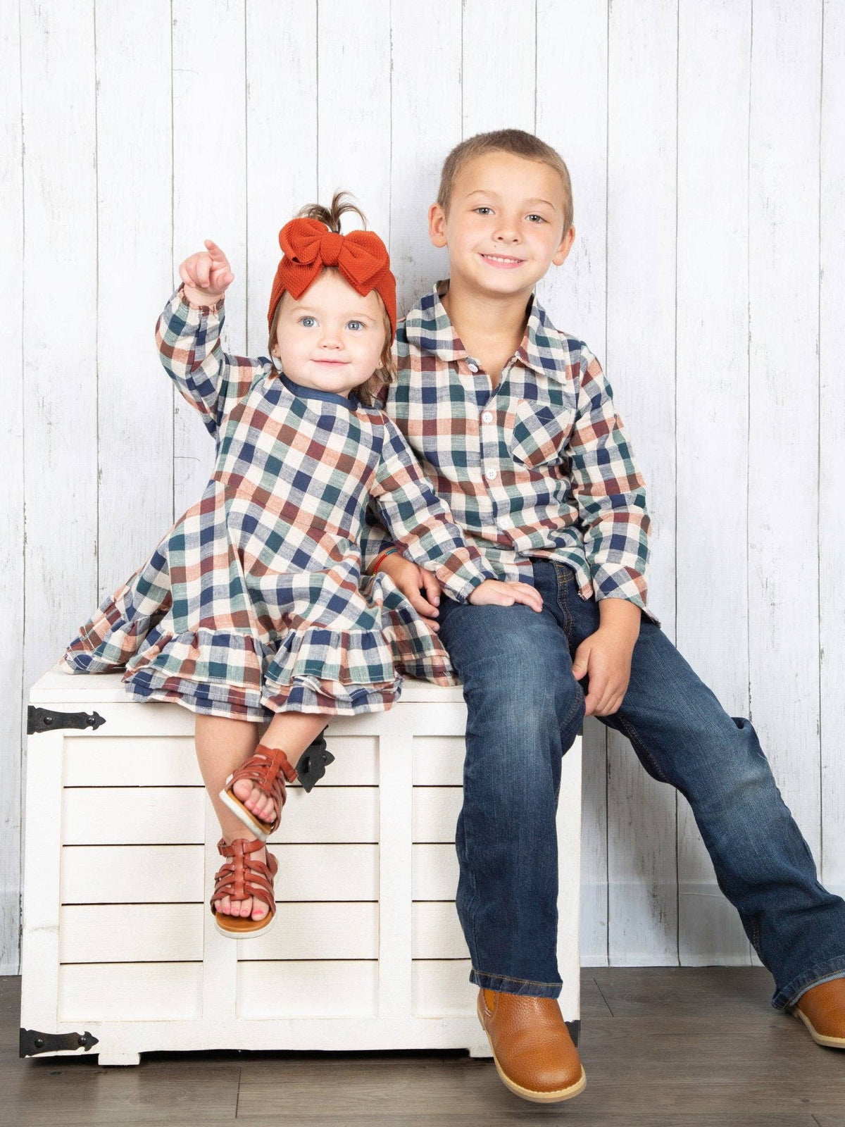 Fall Vintage Plaid Ruffle Swing Dress
