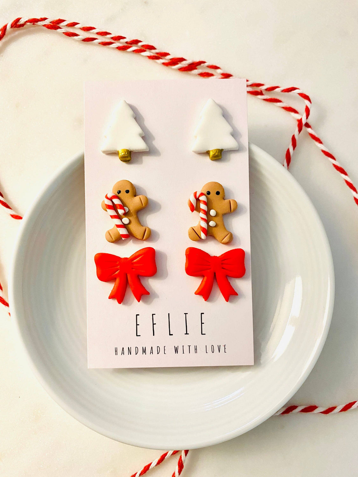 Christmas Stud Earrings Set | Gingerbread, Candy, Tree, Bow