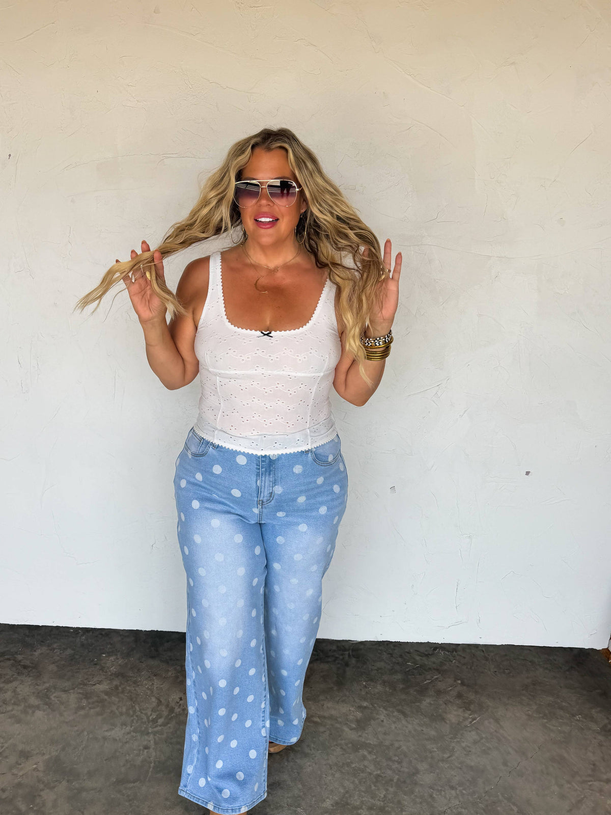 SPOT ON POLKA DOT JEANS