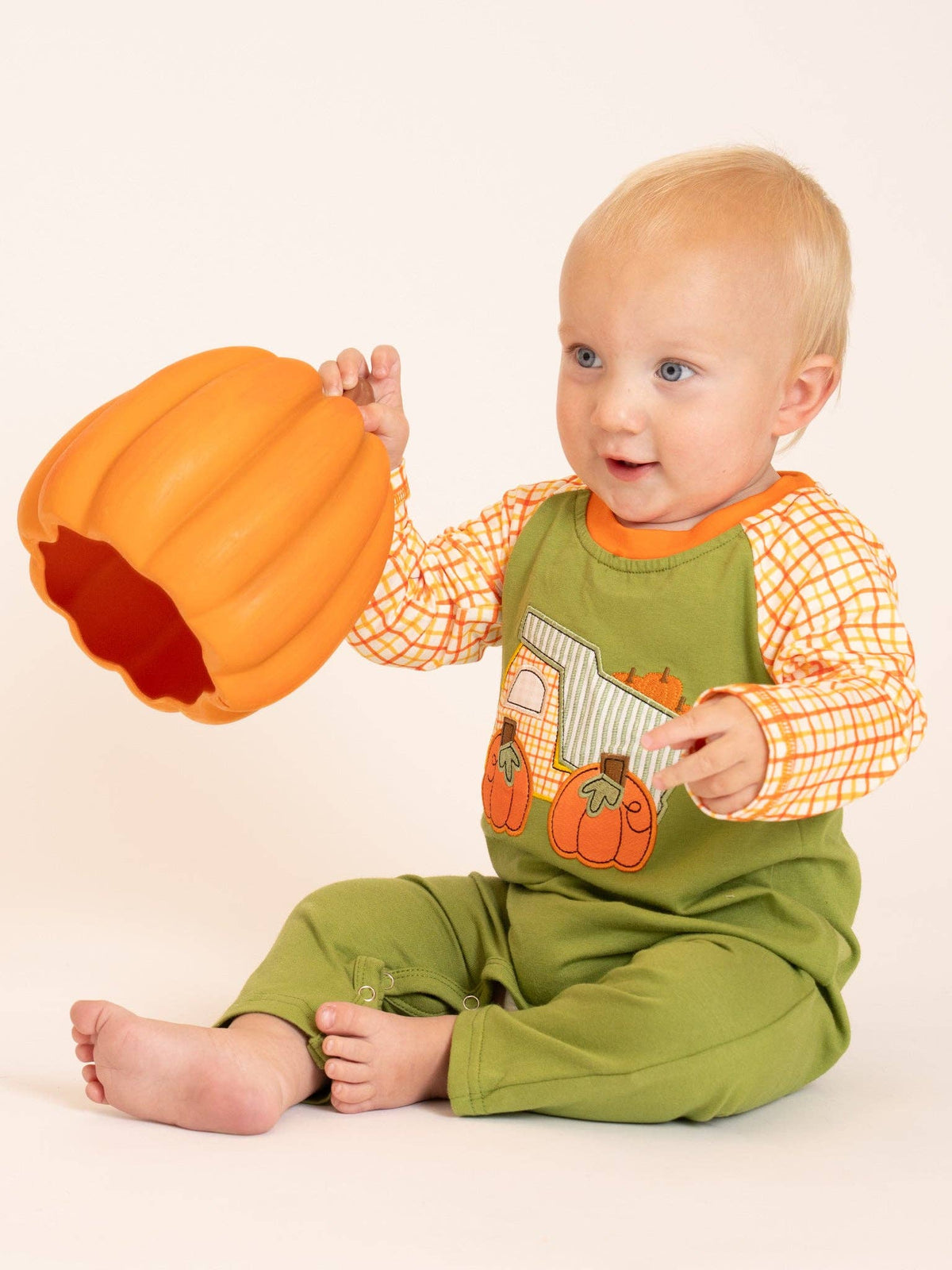 Pumpkin Hauler Crew Embroidered Romper