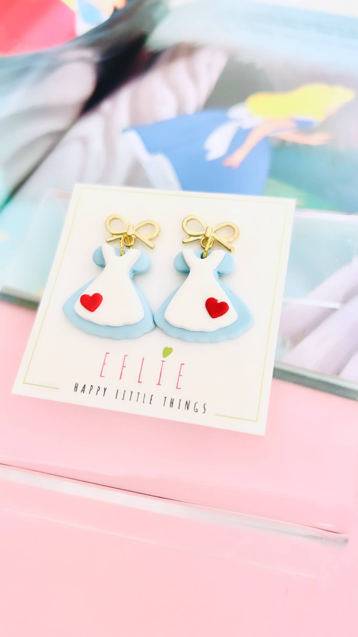 Princess Blue White Dress | Dress Dangles | Cute Girl Dress 