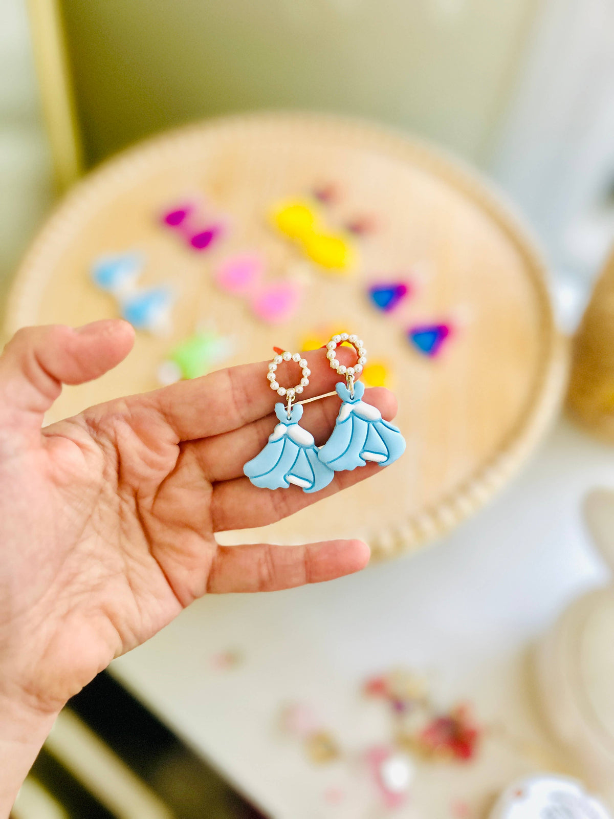Princess Dress Clay Earrings Fairytale Jewelry Magical Dangl