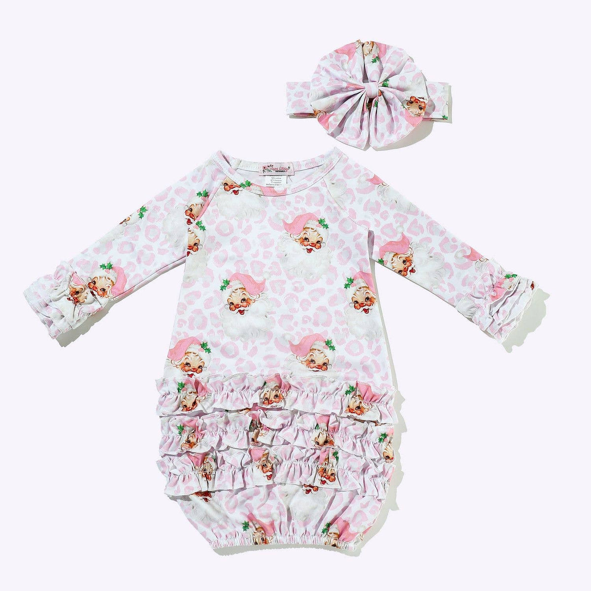 Pink Christmas Leo Baby Gown