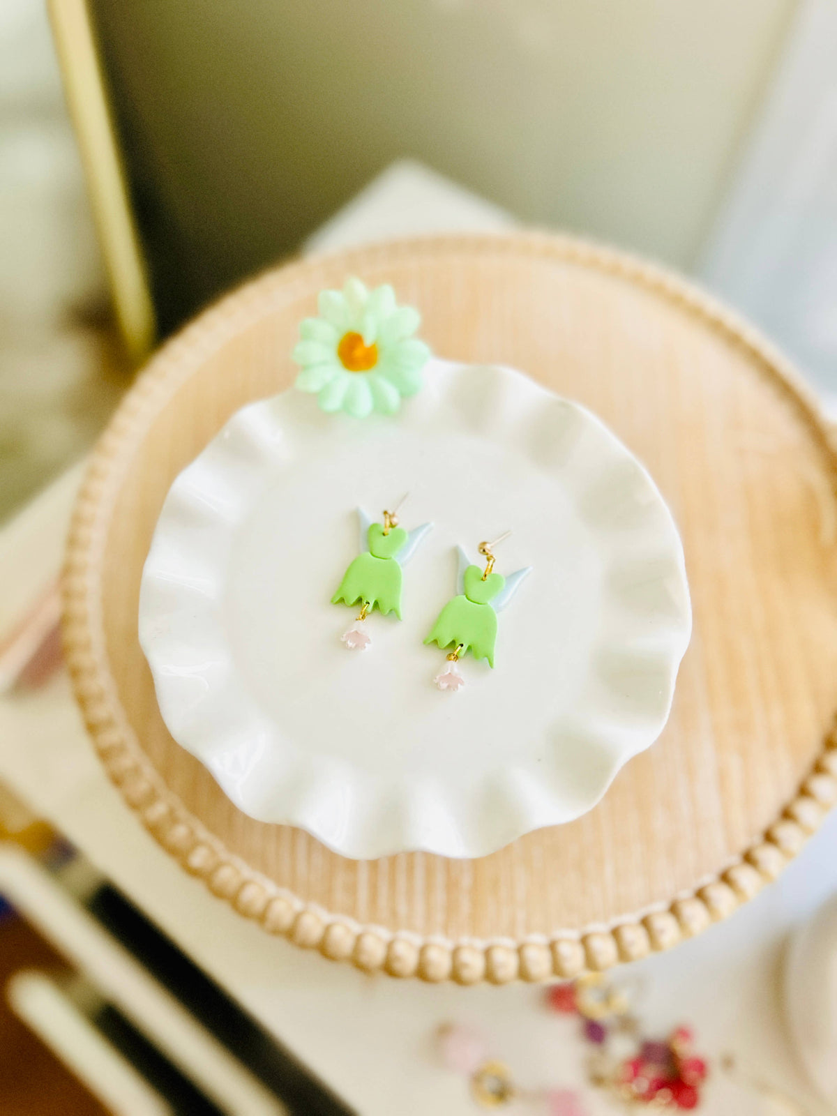 Fairy Clay Earrings Fairytale Jewelry Magical Dangle Renaiss