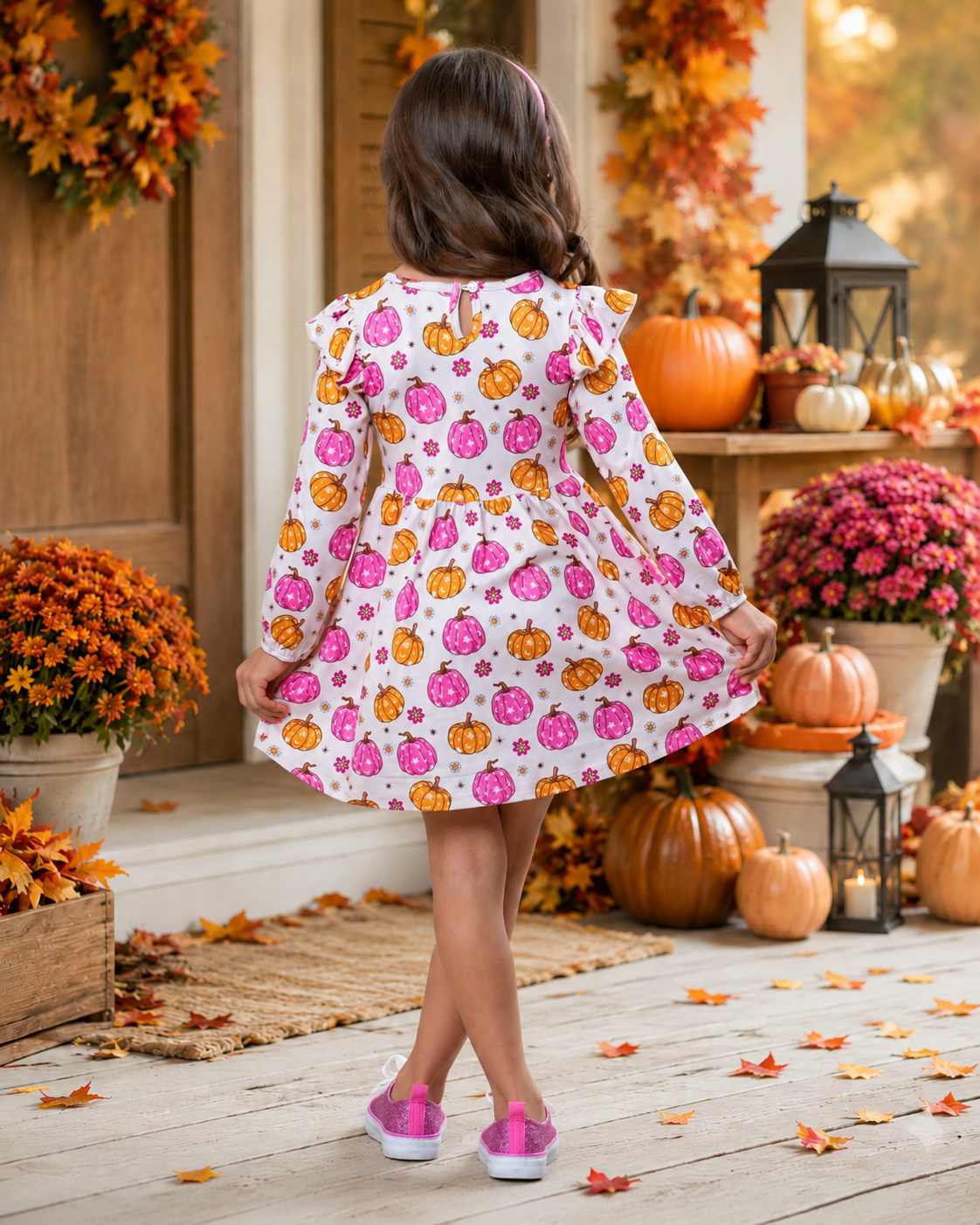 Pink Pumpkin Patch Twirl Dress