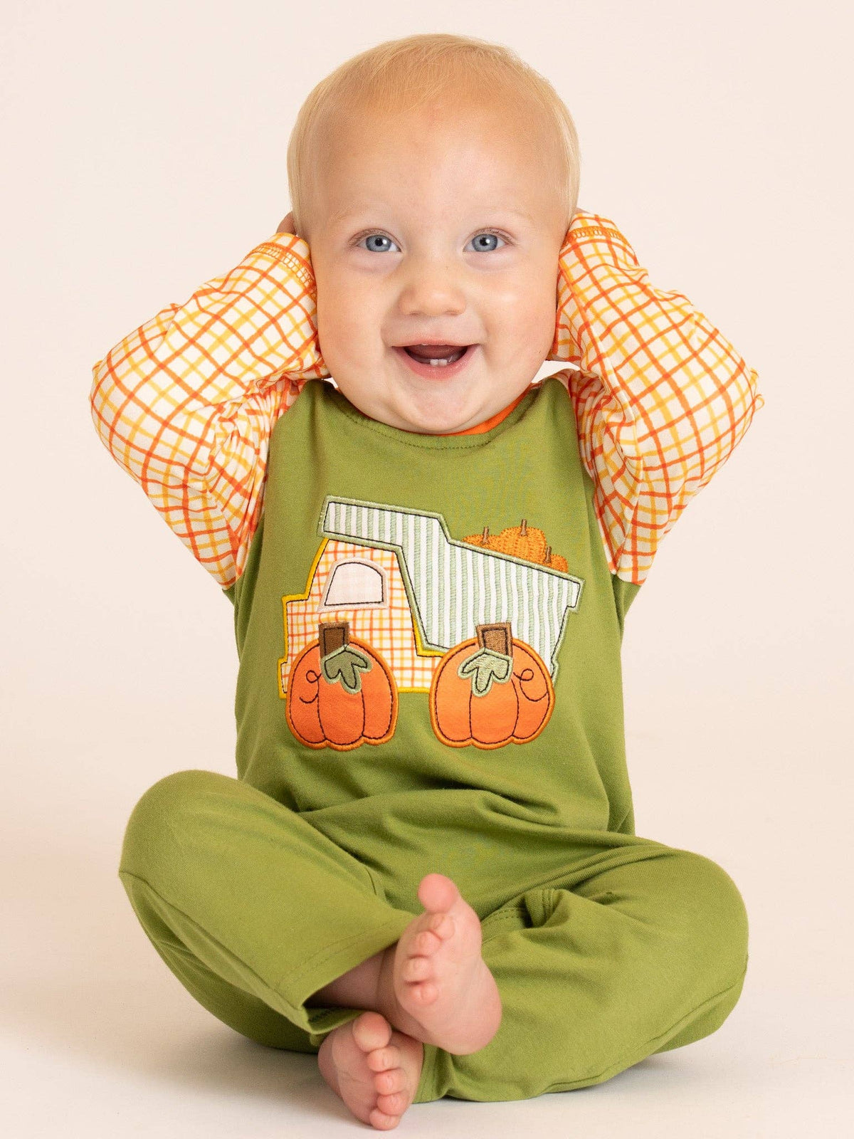 Pumpkin Hauler Crew Embroidered Romper