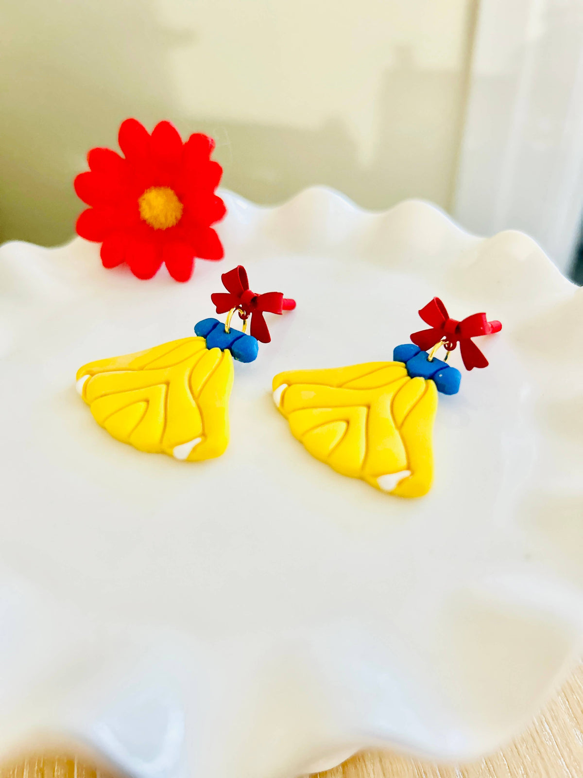 Princess Dress Clay Earrings Fairytale Jewelry Magical Dange
