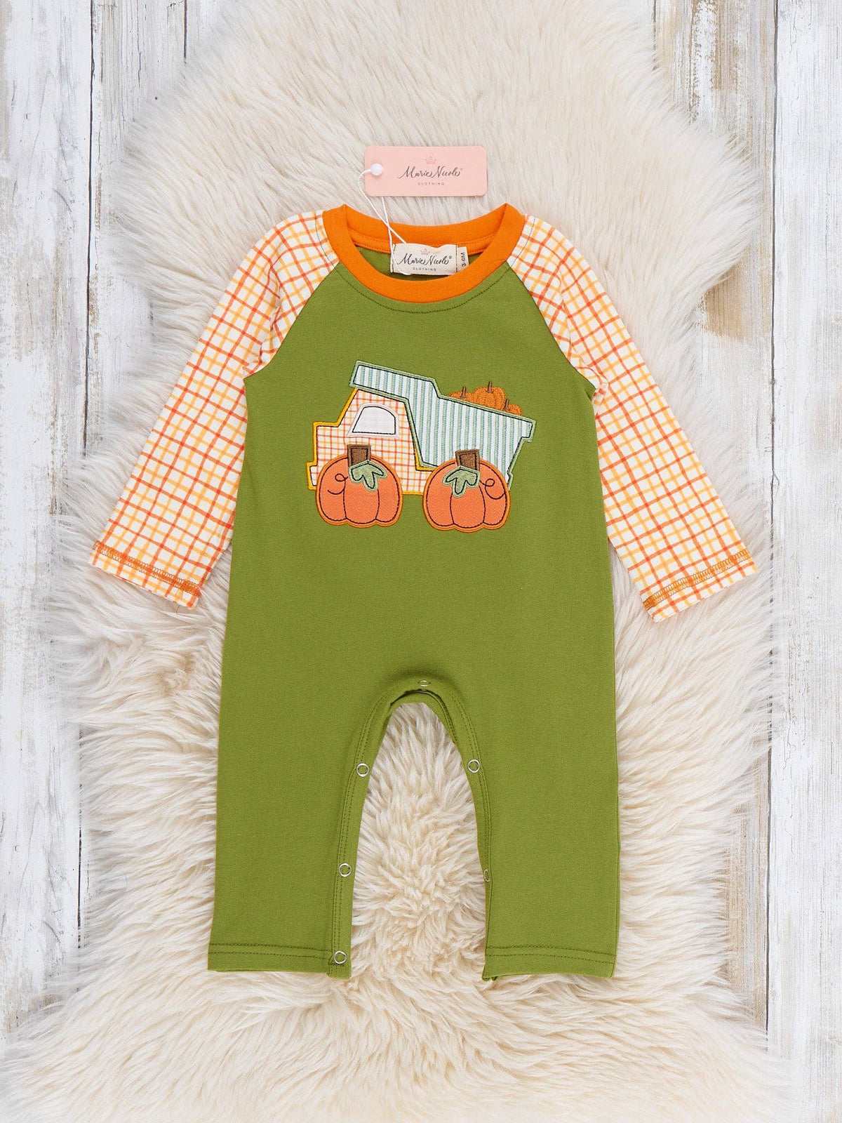 Pumpkin Hauler Crew Embroidered Romper