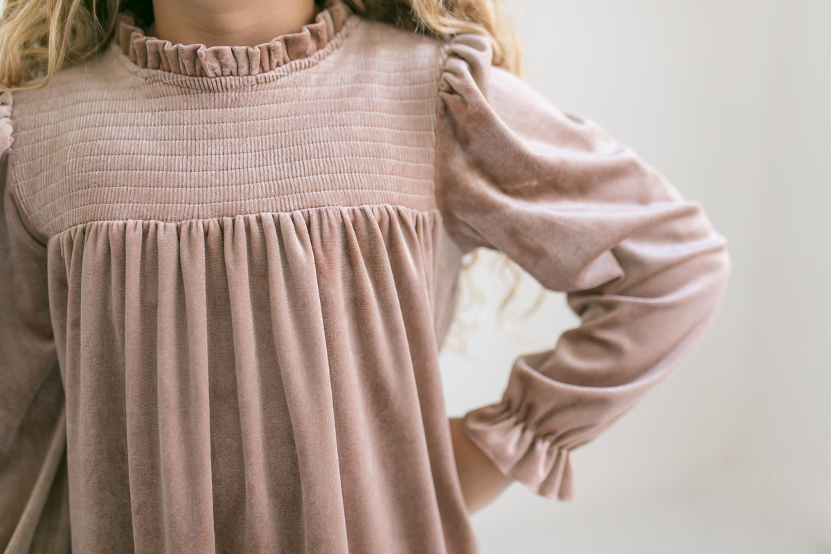 Alexa Champagne Velvet Dress