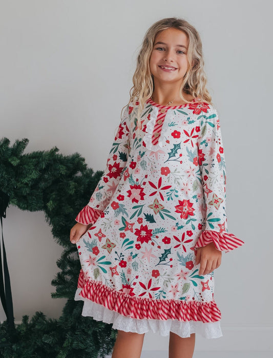 Christmas Flower Lounge Gown
