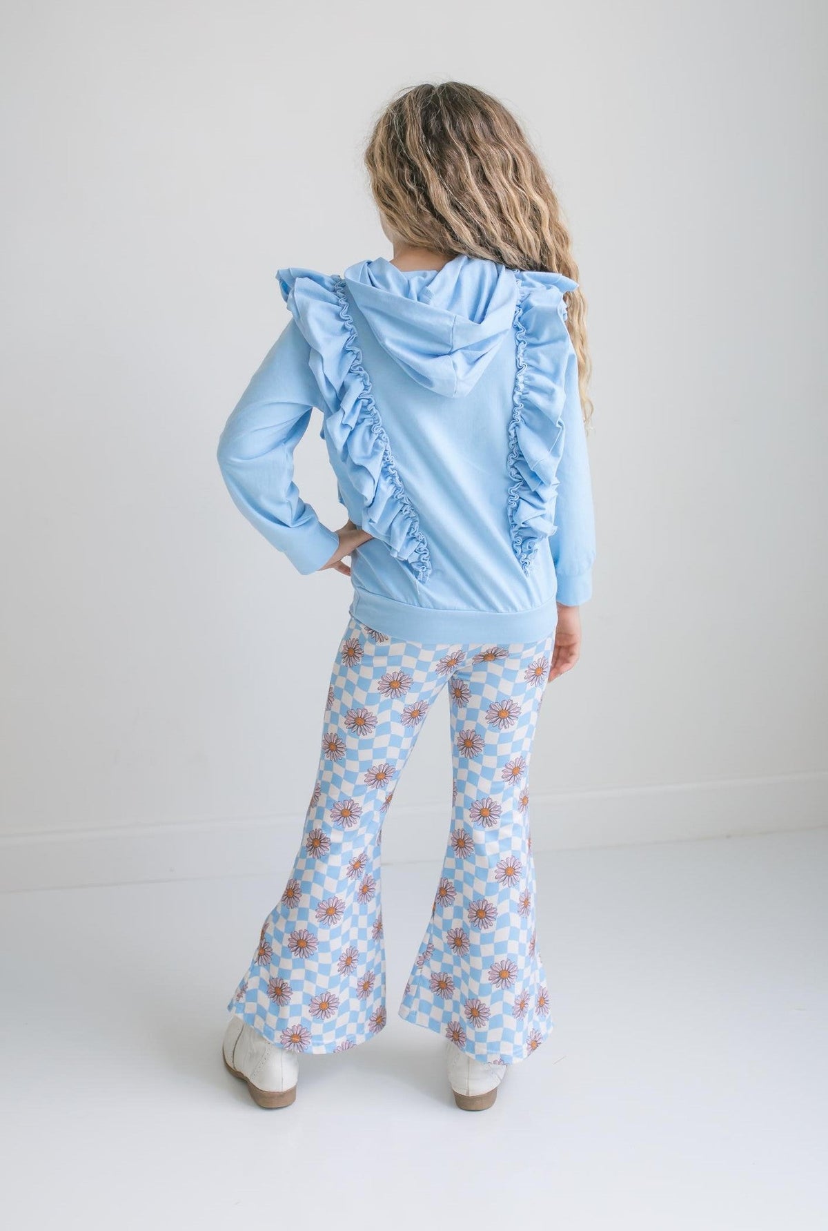 Evie Blue Check Pant Hooded Set