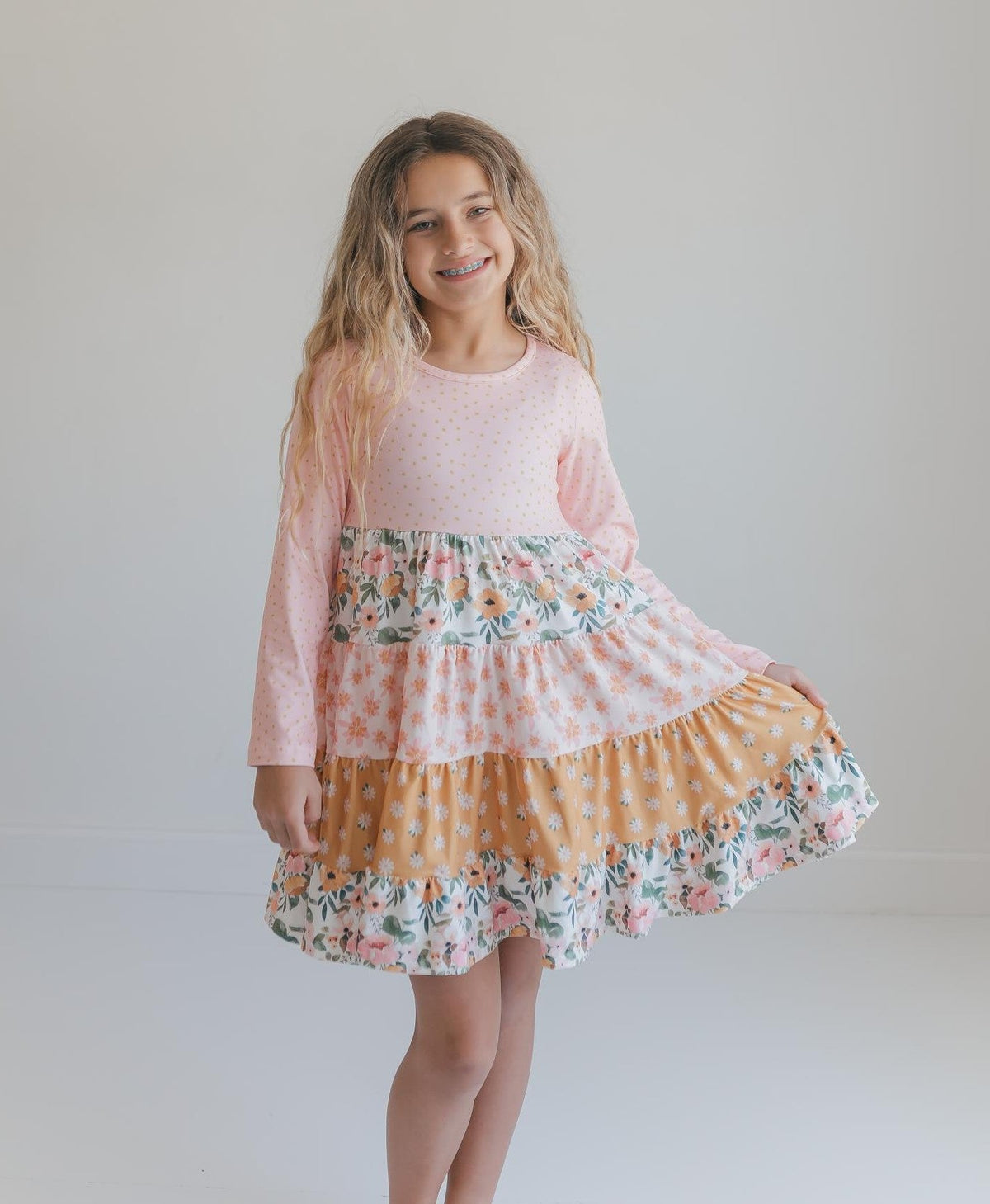 Avery Blush Floral Long Sleeve Dress