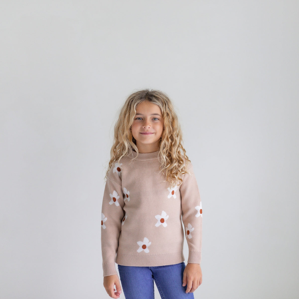 Beige Flower Sweater
