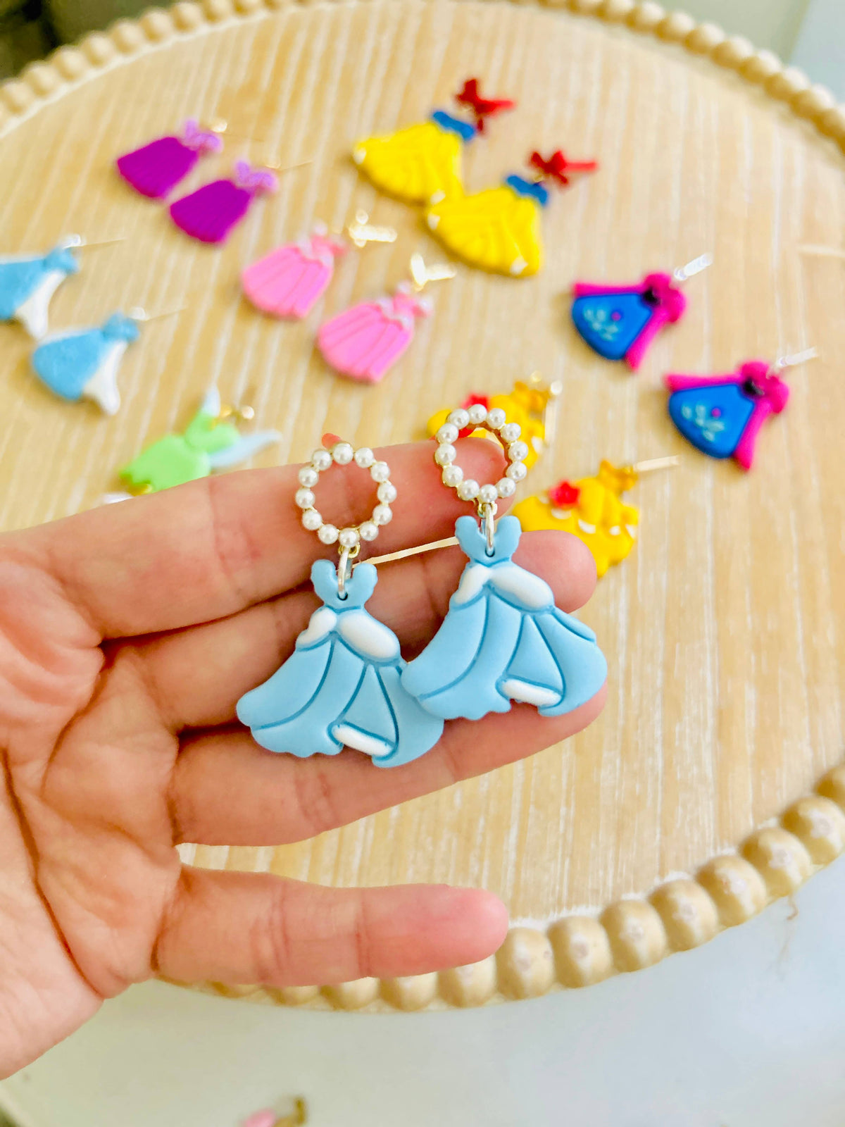 Princess Dress Clay Earrings Fairytale Jewelry Magical Dangl