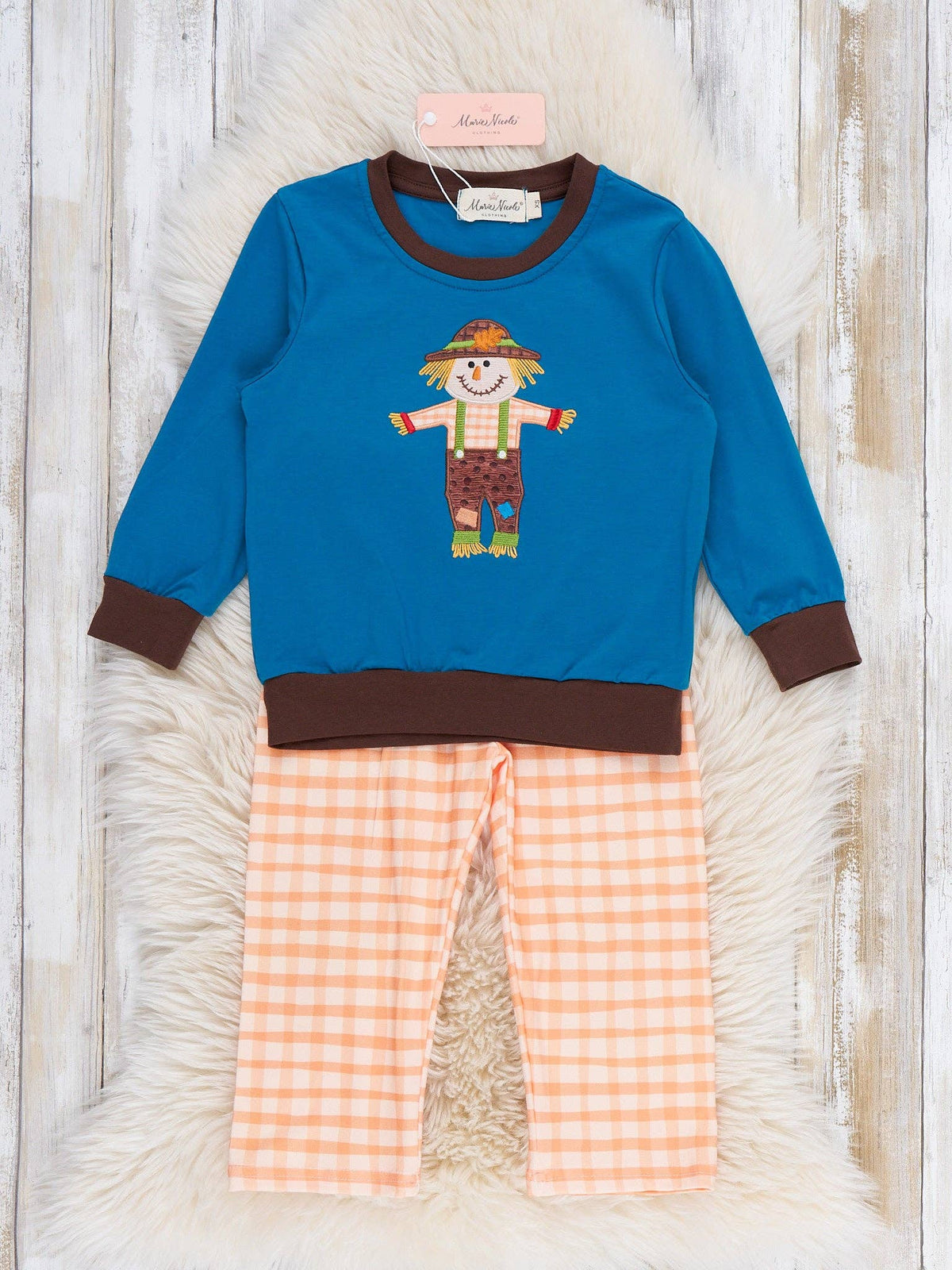 Scarecrow Patch Embroidered Plaid Outfit