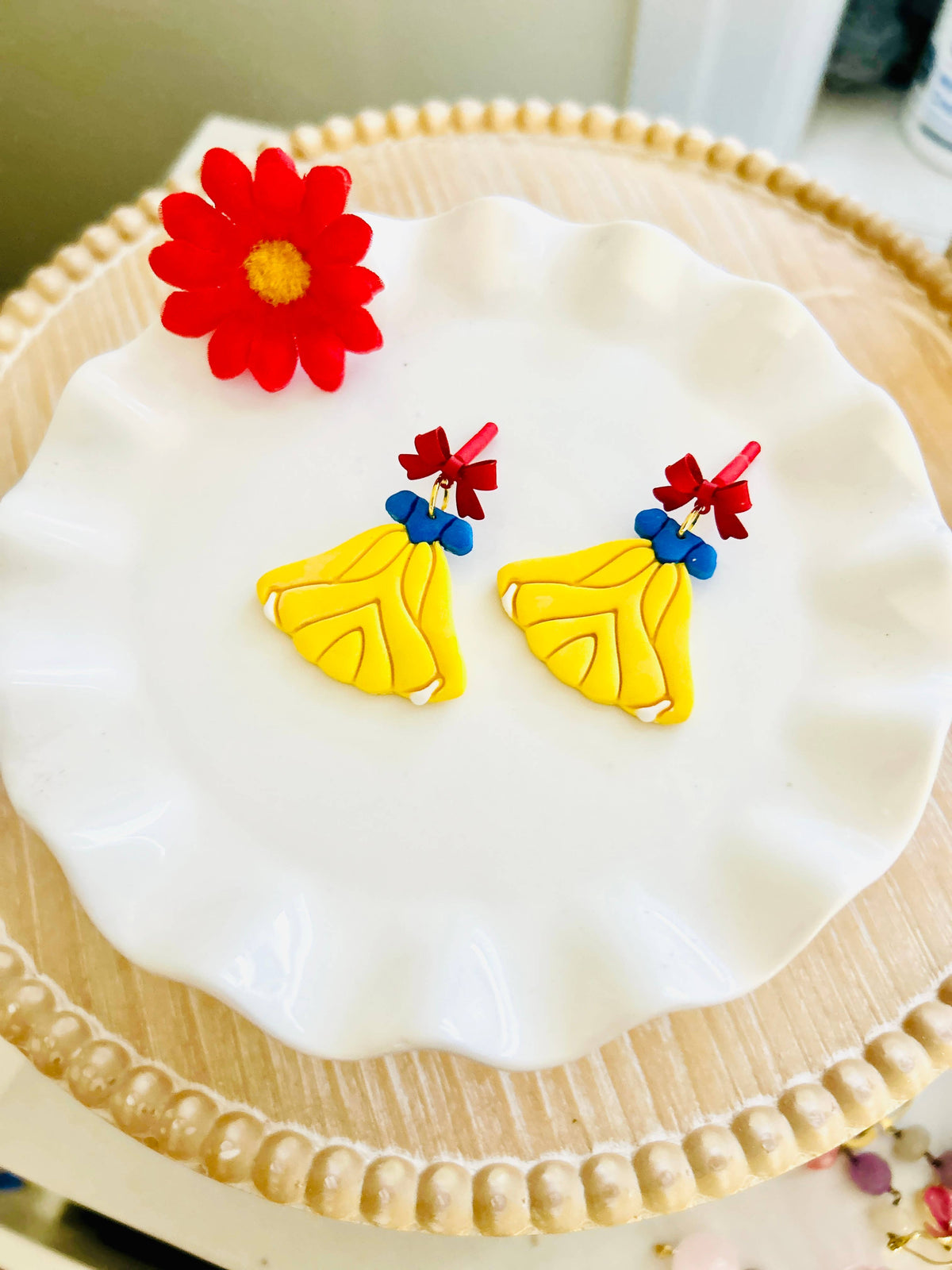 Princess Dress Clay Earrings Fairytale Jewelry Magical Dange