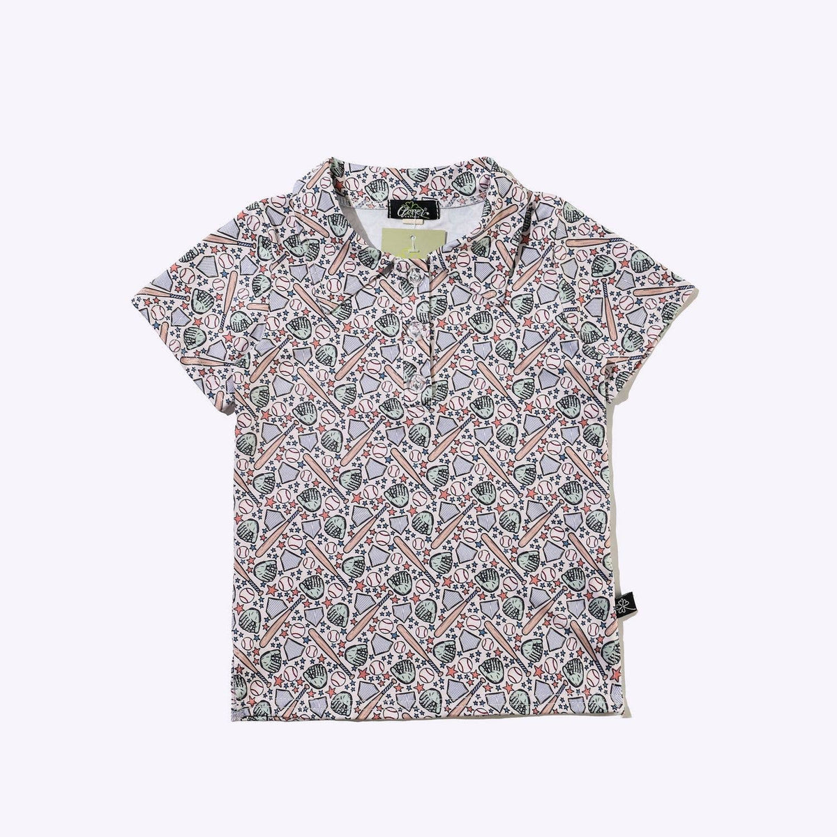 Baseball Collage Boy Collar Shirt