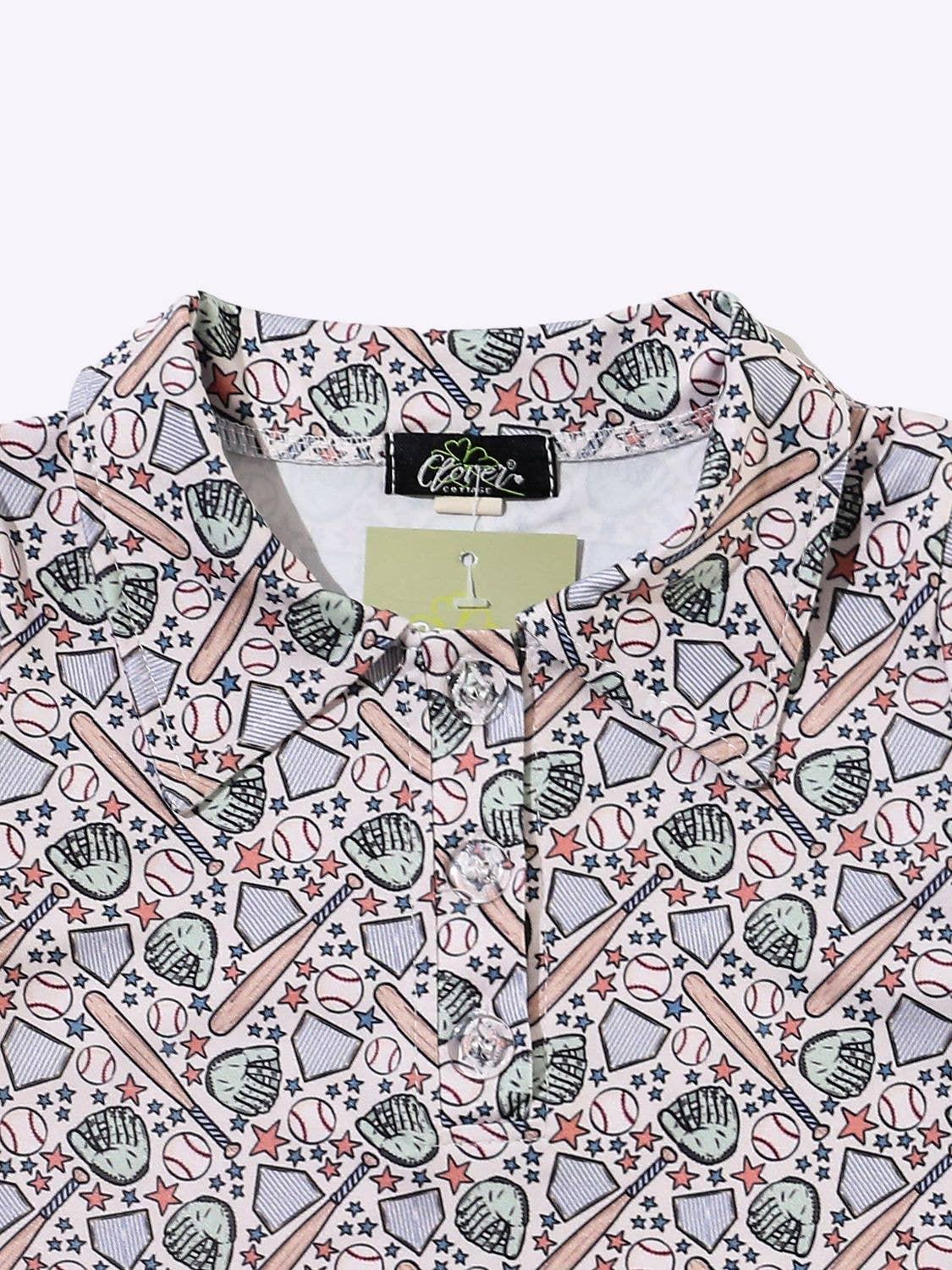 Baseball Collage Boy Collar Shirt