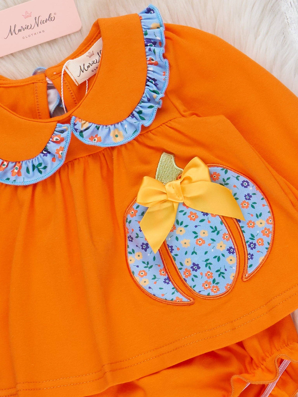 Blooming Pumpkin Babe Embroidered Bloomers Outfit