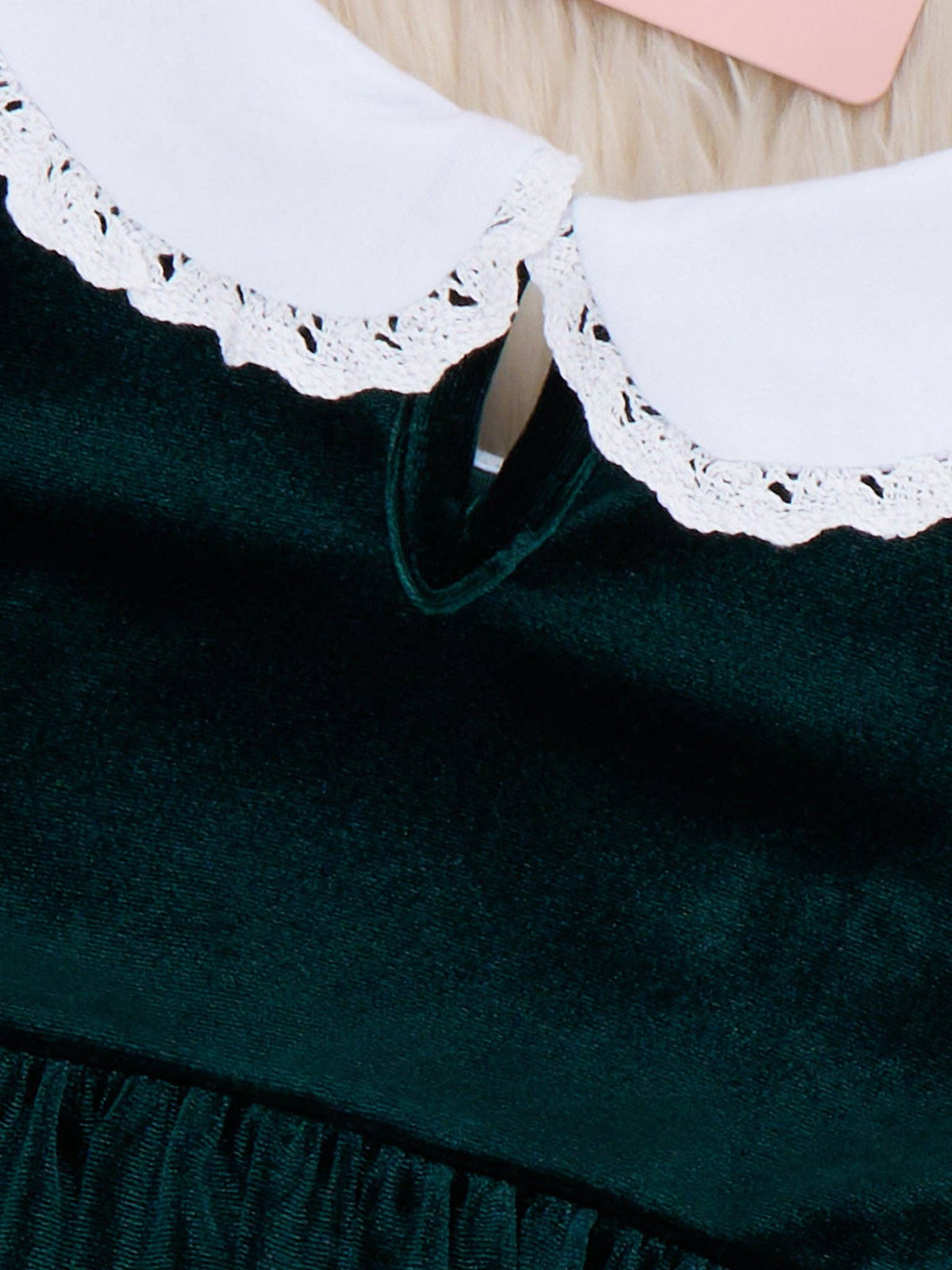 Velvet Plaid Bow Lace Dress