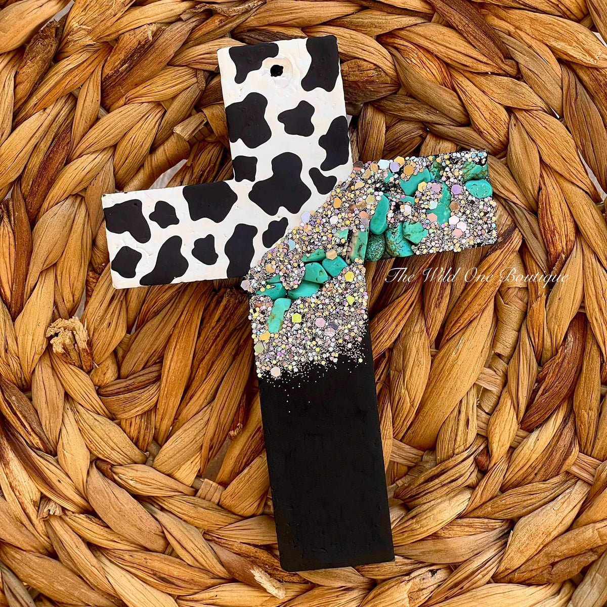 Cow Print Cross Car Freshie 