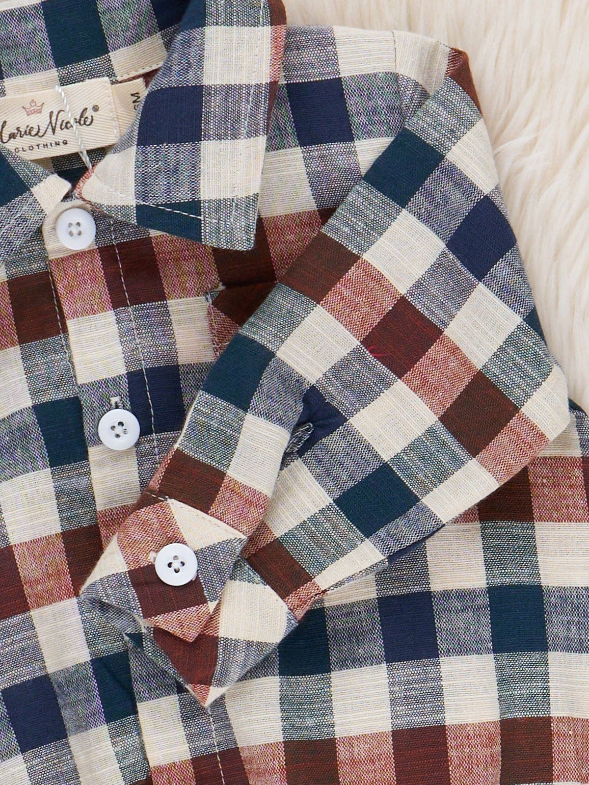 Fall Vintage Plaid Button Up Bubble Romper