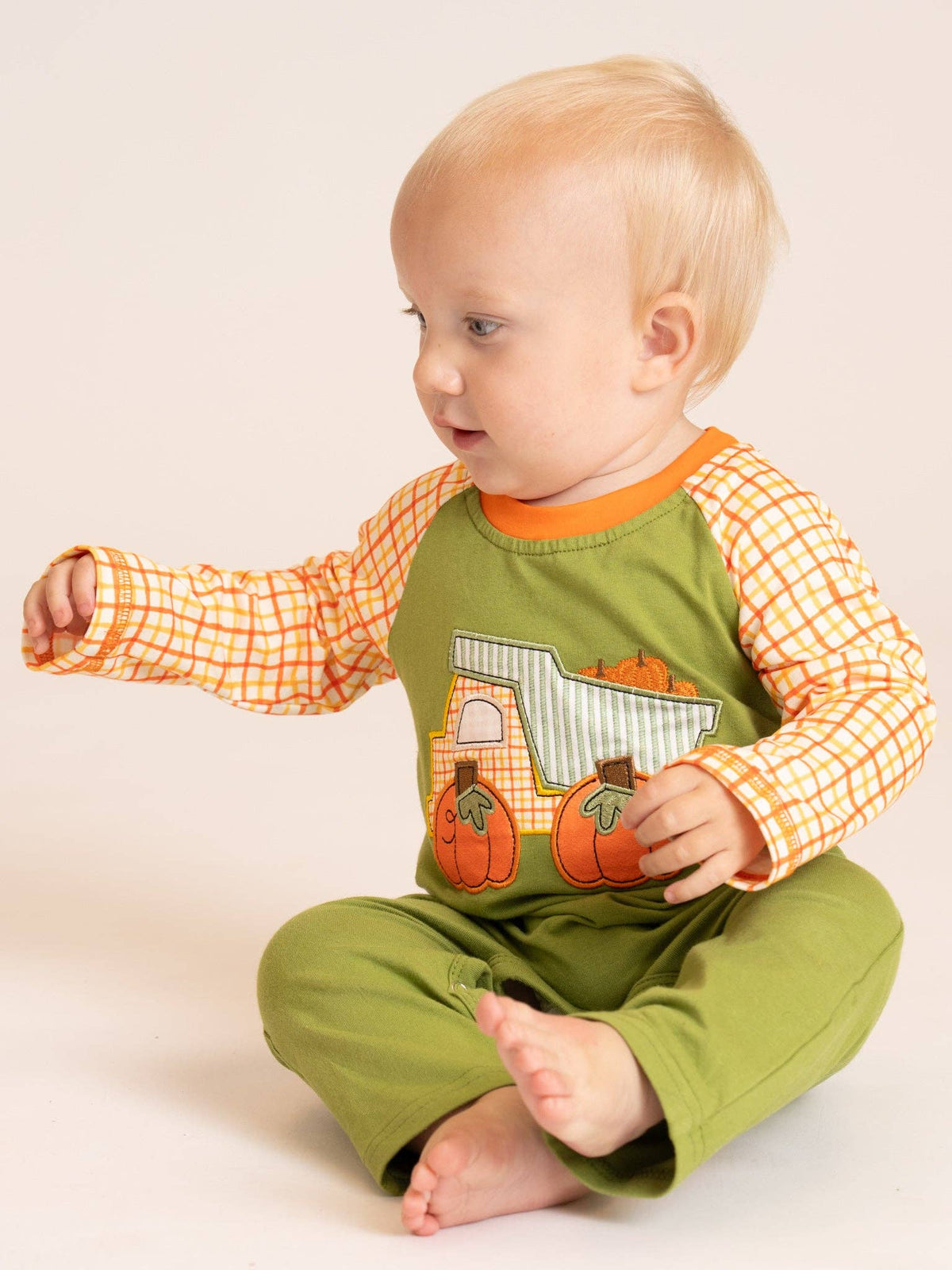 Pumpkin Hauler Crew Embroidered Romper
