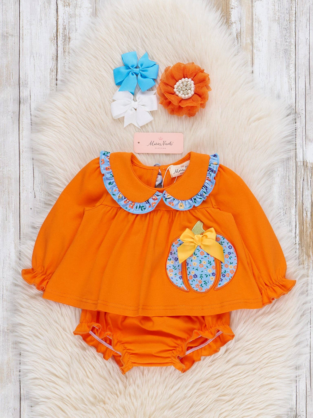 Blooming Pumpkin Babe Embroidered Bloomers Outfit